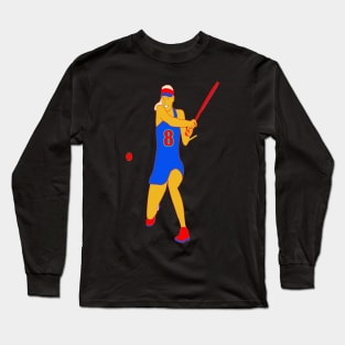 NEON RETRO TENNIS PLAYER GIRL NUMBER 8 Long Sleeve T-Shirt